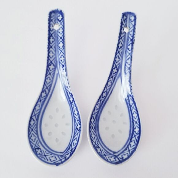 Vintage Chinese ceramic rice spoons - Picture 2 of 4